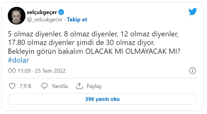 selcuk gecer den olay dolar tahmini